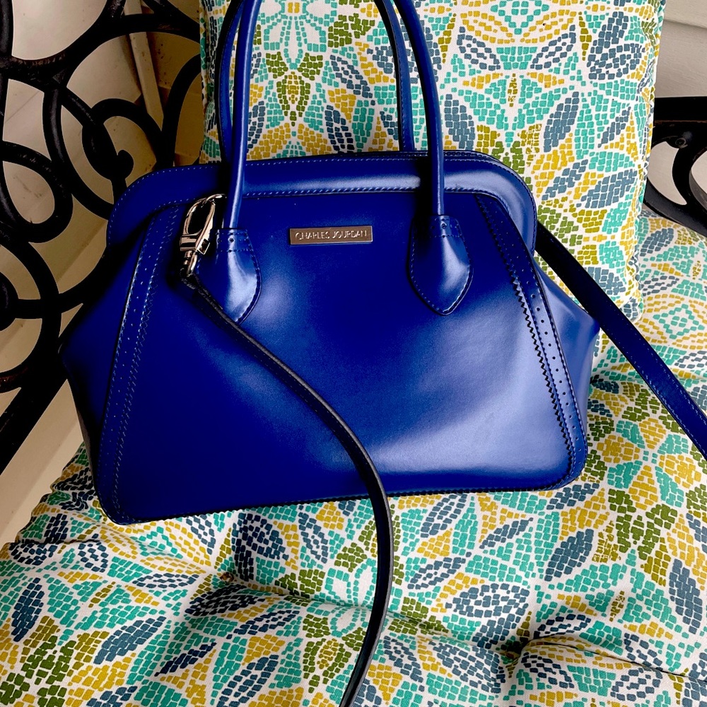 Charles Jourdan Blue Leather Viva Satchel w/straps